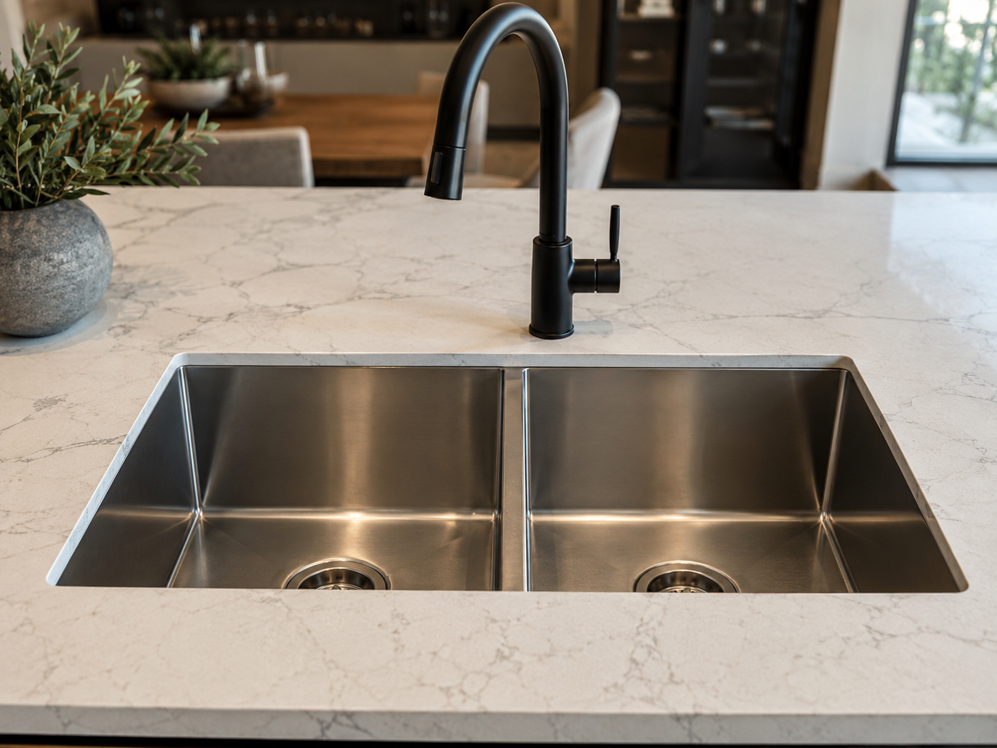 50/50 Double Bowl sink configuration